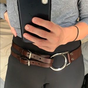 Ralph Lauren Dark Brown Leather Saddle Belt